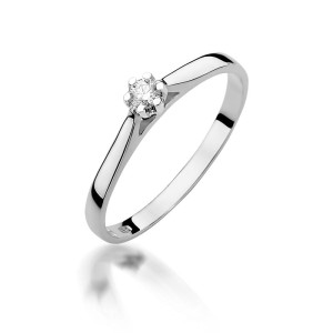 Złoty pierścionek W311 Diament 0,10ct białe złoto pr. 585