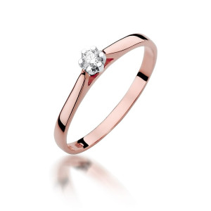 Złoty pierścionek W311 Diament 0,09ct różowe złoto pr. 585