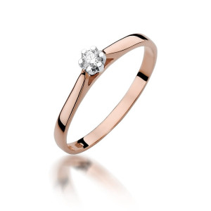 Złoty pierścionek W311 Diament 0,10ct różowe złoto pr. 585