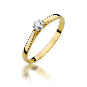 Złoty pierścionek W311 Diament 0,10ct żółte złoto pr. 585