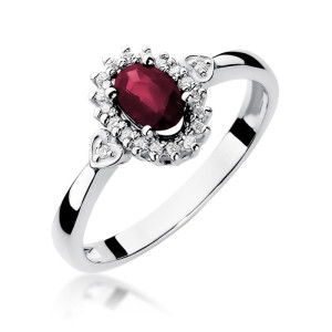Złoty pierścionek W312 Rubin 0,60ct białe złoto pr. 585
