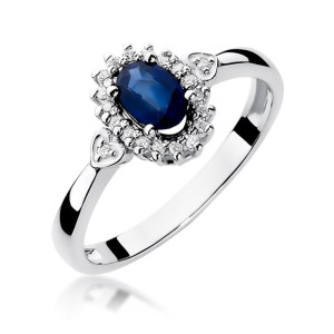 Złoty pierścionek W312 Szafir 0,70ct białe złoto pr. 585