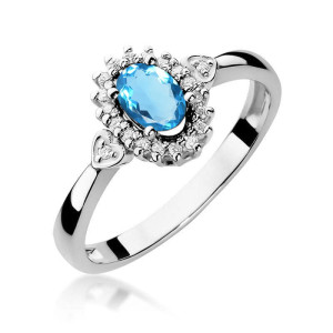 Złoty pierścionek W312 Topaz 0,50ct białe złoto pr. 585