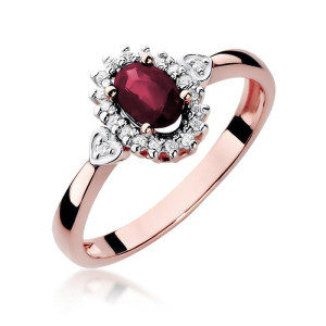 Złoty pierścionek W312 Rubin 0,60ct różowe złoto pr. 585