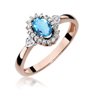 Złoty pierścionek W312 Topaz 0,50ct różowe złoto pr. 585