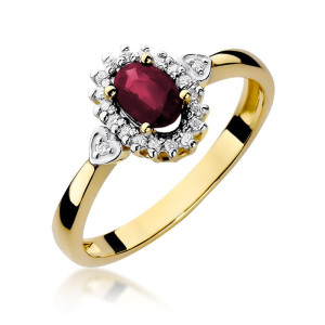 Złoty pierścionek W312 Rubin 0,60ct żółte złoto pr. 585