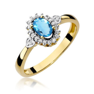 Złoty pierścionek W312 Topaz 0,50ct żółte złoto pr. 585