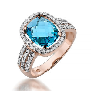 Złoty pierścionek W313 Topaz 3,00ct różowe złoto pr. 585