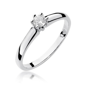 Złoty pierścionek W317 Diament 0,20ct białe złoto pr. 585