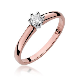 Złoty pierścionek W317 Diament 0,20ct różowe złoto pr. 585