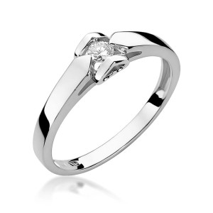 Złoty pierścionek W320 Diament 0,04ct białe złoto pr. 585
