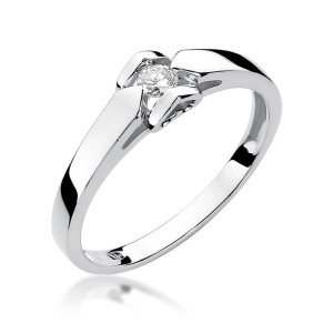 Złoty pierścionek W320 Diament 0,09ct białe złoto pr. 585