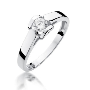 Złoty pierścionek W320 Diament 0,30ct białe złoto pr. 585