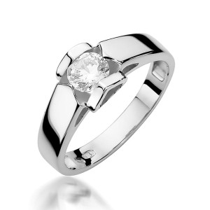 Złoty pierścionek W320 Diament 0,50ct białe złoto pr. 585