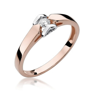 Złoty pierścionek W320 Diament 0,04ct różowe złoto pr. 585
