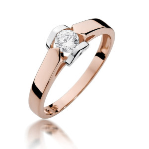 Złoty pierścionek W320 Diament 0,30ct różowe złoto pr. 585