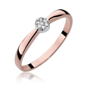Złoty pierścionek W322 Diament 0,04ct różowe złoto pr. 585