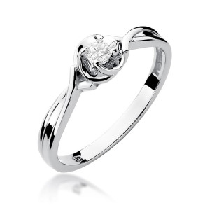 Złoty pierścionek W329 Diament 0,10ct białe złoto pr. 585