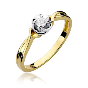 Złoty pierścionek W329 Diament 0,10ct żółte złoto pr. 585