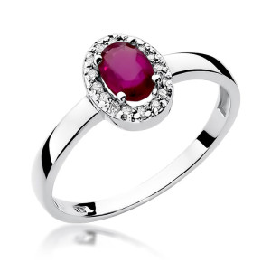 Złoty pierścionek W330 Rubin 0,60ct białe złoto pr. 585
