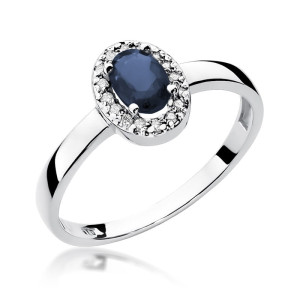 Złoty pierścionek W330 Szafir 0,70ct białe złoto pr. 585
