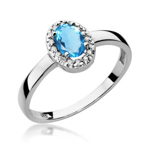 Złoty pierścionek W330 Topaz 0,50ct białe złoto pr. 585
