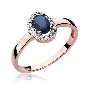 Złoty pierścionek W330 Szafir 0,70ct różowe złoto pr. 585