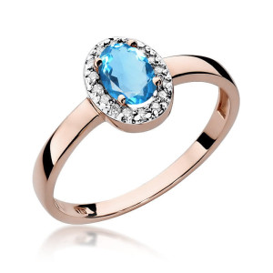 Złoty pierścionek W330 Topaz 0,50ct różowe złoto pr. 585