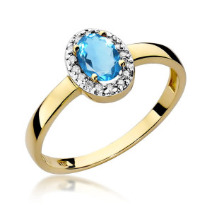 Złoty pierścionek W330 Topaz 0,50ct żółte złoto pr. 585