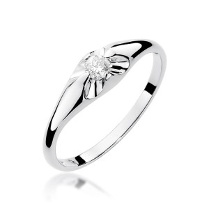 Złoty pierścionek W331 Diament 0,10ct białe złoto pr. 585