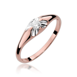 Złoty pierścionek W331 Diament 0,10ct różowe złoto pr. 585