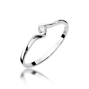 Złoty pierścionek W332 Diament 0,09ct białe złoto pr. 585
