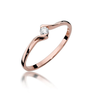 Złoty pierścionek W332 Diament 0,09ct różowe złoto pr. 585