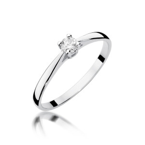 Złoty pierścionek W335 Diament 0,15ct białe złoto pr. 585
