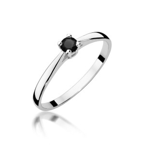 Złoty pierścionek W335 Czarny Diament 0,20ct białe złoto pr. 585