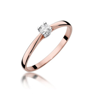 Złoty pierścionek W335 Diament 0,15ct różowe złoto pr. 585