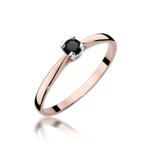 Złoty pierścionek W335 Czarny Diament 0,20ct różowe złoto pr. 585