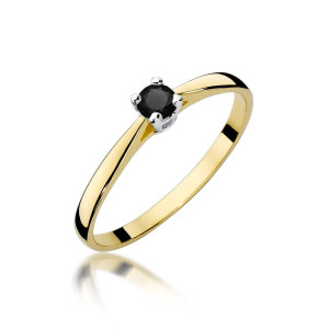 Złoty pierścionek W335 Czarny Diament 0,20ct żółte złoto pr. 585