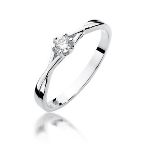 Złoty pierścionek W340 Diament 0,12ct białe złoto pr. 585