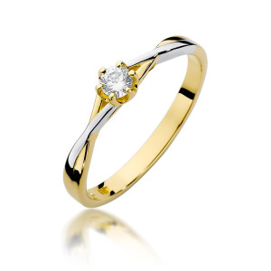 Złoty pierścionek W340 Diament 0,12ct żółte złoto pr. 585