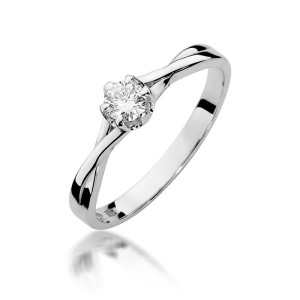 Złoty pierścionek W340B Diament 0,20ct białe złoto pr. 585