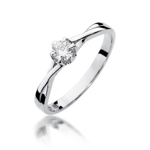 Złoty pierścionek W340B Diament 0,23ct białe złoto pr. 585
