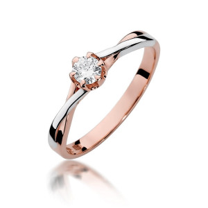 Złoty pierścionek W340B Diament 0,23ct różowe złoto pr. 585