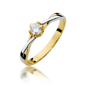 Złoty pierścionek W340B Diament 0,23ct żółte złoto pr. 585