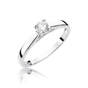Złoty pierścionek W341 Diament 0,25ct białe złoto pr. 585
