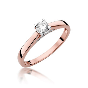 Złoty pierścionek W341 Diament 0,25ct różowe złoto pr. 585