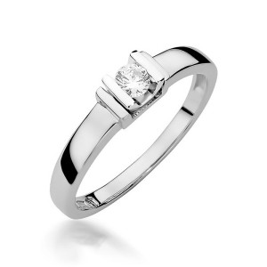 Złoty pierścionek W343 Diament 0,10ct białe złoto pr. 585