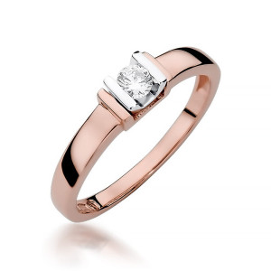 Złoty pierścionek W343 Diament 0,10ct różowe złoto pr. 585