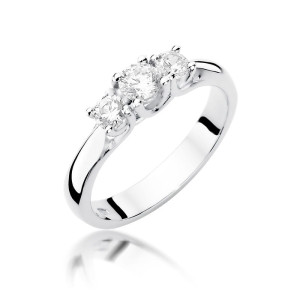 Złoty pierścionek W344 Diament 0,25ct białe złoto pr. 585