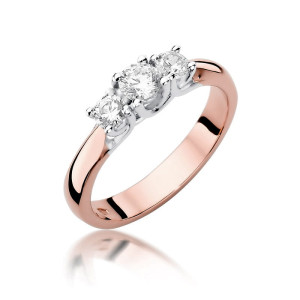 Złoty pierścionek W344 Diament 0,25ct różowe złoto pr. 585